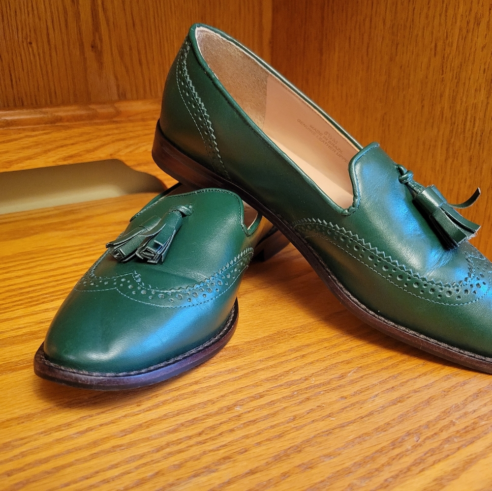 Talbots LEIGHTON BROGUE NAPPA LOAFERS – Green Size 6.5, medium width